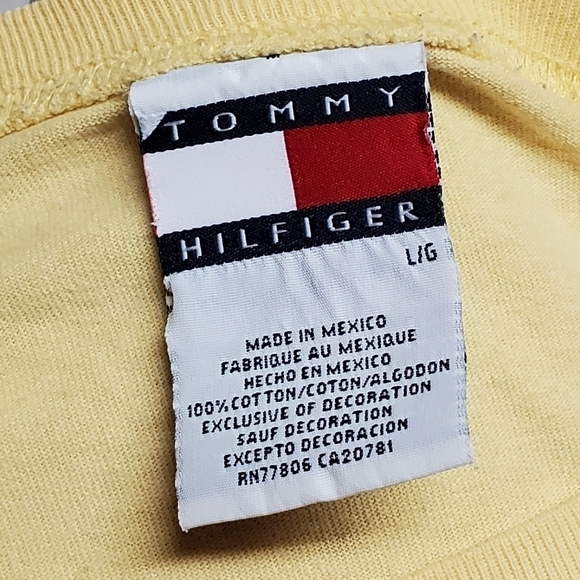 VINTAGE 90's/Y2K Tommy Hilfiger Butter Yellow Spell Out Short Sleeve Graphic Tee - Picture 12 of 12